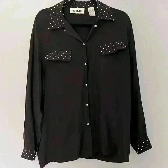 Vintage Silx by August Silk 100% silk long sleeve blouse - Picture 1 of 4